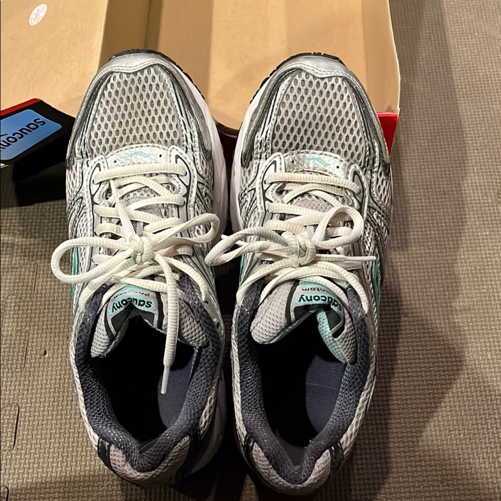 Saucony Gray and White Running Shoes